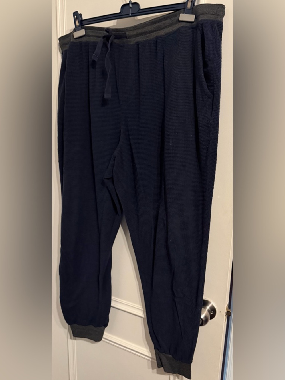 Joe Fresh Navy Waffle Knit Drawstring Joggers with Gray Trim